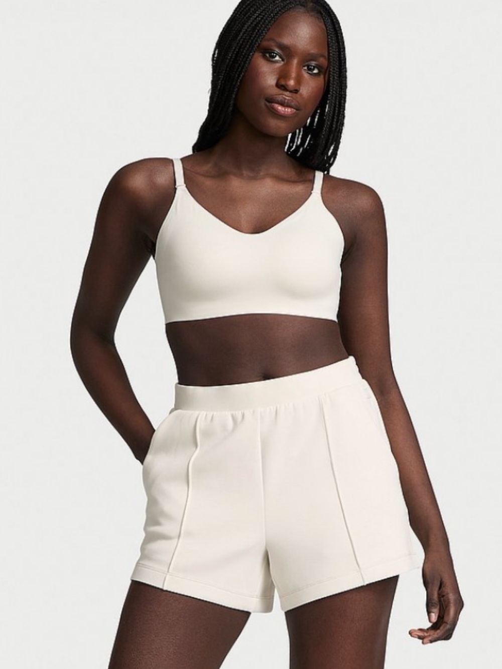New VSX Victoria's Secret Cream Featherweight Knit Shorts. Medium.